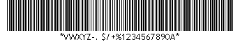 Barcode Code-39, encode characters VWXYZ-. $/+%1234567890A