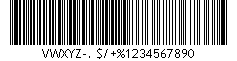 Barcode Code-93, encode characters VWXYZ-. $/+%1234567890