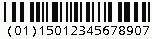 Barcode Databar Limited (RSS Limited), encode digits (01)15012345678907