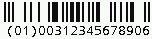 Barcode Databar Limited (RSS Limited), encode digits (01)00312345678906