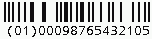 Barcode Databar Limited (RSS Limited), encode digits (01)00098765432105