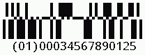 Barcode Databar Stacked (RSS-14 Stacked), encode digits (01)00034567890125