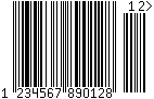 Barcode EAN-13, encode digits 123456789012, checksum 8 with 2 additional digits