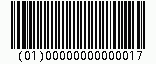Barcode EAN-14 (UCC-14/GTIN-14), encode digits 0000000000001, checksum 7
