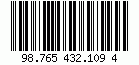 Barcode Identcode, encode digits 98765432109, checksum 4
