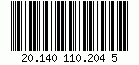 Barcode Identcode, encode digits 20140110204, checksum 5