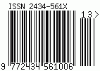 Barcode ISSN, encode digits 977243456100, checksum 6 with 2 additional digits13