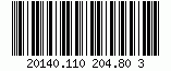 Barcode Leitcode, encode digits 2014011020480, checksum 3