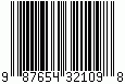 Barcode UPC-A, encode digits 98765432109, checksum 8