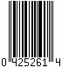 Barcode UPC-E, encode digits 425261, checksum 4